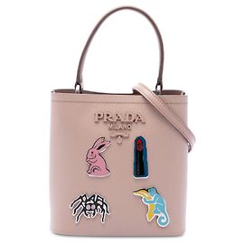 Bolsa Satchel Prada Brown Small Saffiano Cuir Smalto Panier