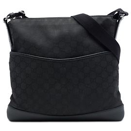 Borsa Messenger Piatta Gucci in Nylon GG Nero