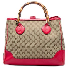 Gucci Diana Tote aus beigem GG Canvas und Bambus