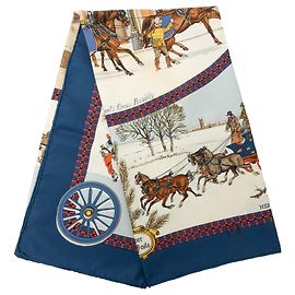 Hermès White L Hiver en Poste Seidentuch 90