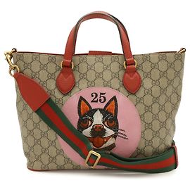 Borsa Tote Gucci GG Supreme BOSCO con applicazione cane