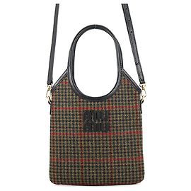 Borsa a mano Miu Miu Ivy Mini in tessuto e pelle