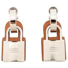 Hermès Brincos de pino Hermes O'Kelly Gold Metal and Swift Leather