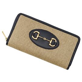 Portafoglio lungo Gucci in beige e blu navy