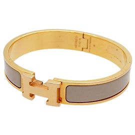 Bracciale Hermès Clic Clac PM GP Plated Gold Greige Donna
