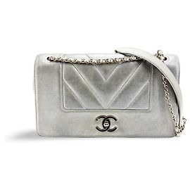 Chanel Mademoiselle Vintage Flap Clutch Chevron Sheepskin