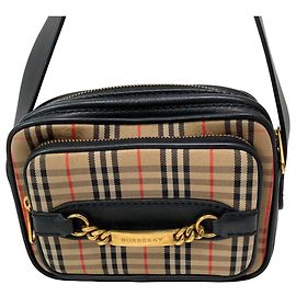 Burberry Schultertasche aus Baumwollcanvas und Leder Nova Check mit Kette