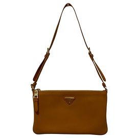 Prada Triangle Plate Soft Grain Leather One-Shoulder Bag