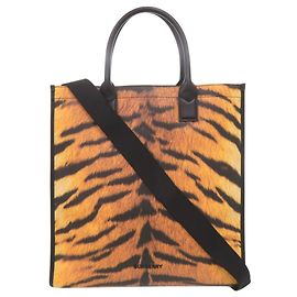 Burberry 2-Way Leder-Tote-Bag mit Tiger-Print