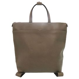 Valextra V-Line Leather Gray Tote Bag