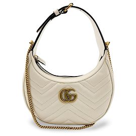 Gucci GG Marmont Half Moon Hobo Matelasse Leather Mini