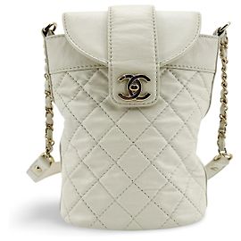 Chanel CC Lock Flap Bucket Quilted Lambskin Small