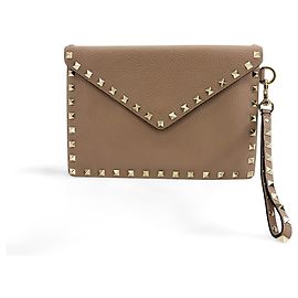 Valentino Garavani Rockstud Envelope Wristlet Clutch Leather Small