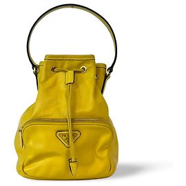 Prada Duet Drawstring Bucket Leather