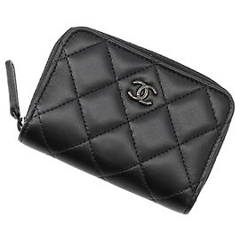 Portamonete Chanel Matelassé in pelle di agnello nera