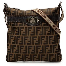 Borsa a tracolla Fendi Zucca Logo Plate