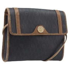 Borsa a tracolla Christian Dior Honeycomb Canvas PVC Nero Oro Auth ep15874