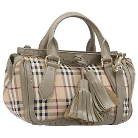 Borsa a mano BURBERRY Nova Check PVC 2way Beige Gold Auth 204398V