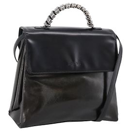 Bolsa LOEWE Velazquez em couro 2way Verde Prata Auth gh2401