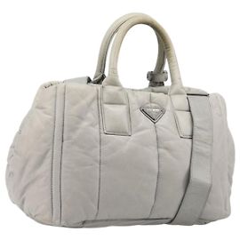 Borsa a mano PRADA Nappa Bomber in pelle 2way Grigio Auth LN154