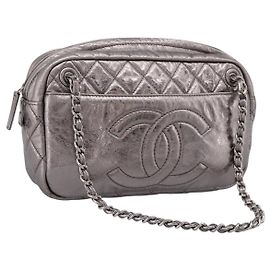 Borsa a tracolla CHANEL Matelasse COCO Mark Chain in pelle Argento CC Auth yk20943V