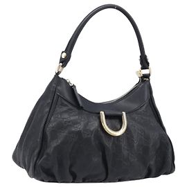 Borsa Gucci GG Canvas Guccissima Abbey Bag in pelle nera e oro 190525 Auth 206128V