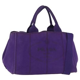 Sac à main PRADA Canapa MM Canvas Violet Ton Or Auth mr3004A