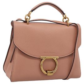 Borsa Salvatore Ferragamo Gancini in pelle 2way Pink Gold Auth 205916V