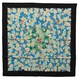 Hermès HERMES Carre 90 Pañuelo de Seda Negro Azul "L'ARBRE de SOIE" Auth ki6867M
