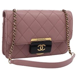 Borsa a tracolla CHANEL Matelasse con catena in pelle d'agnello Purple Gray CC Auth 206386V