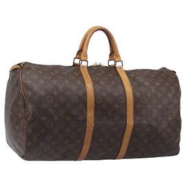 LOUIS VUITTON Monogram Keepall 55 Boston Bag M41424 LV Auth 203123
