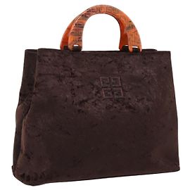 GIVENCHY Hand Bag Velor Brown Auth BA16185A