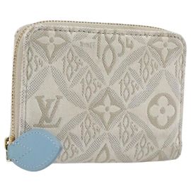 LOUIS VUITTON SINCE1854 Zippy Coin Purse Canvas Ivory Blue M81095 Auth 205941A