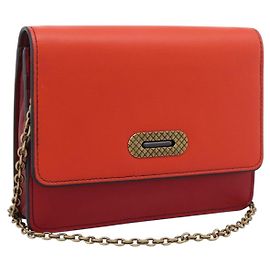 Portafoglio a Spalla con Catena Bottega Veneta in Pelle Orange Gold Auth 204771V