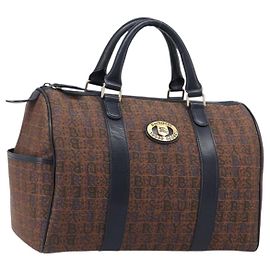 Borsa Boston Burberrys Canvas Gold Brown Auth 206076A