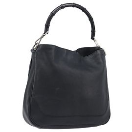 Borsa a mano GUCCI Bamboo Pelle Nero Argento 001 4095 Auth ep15912