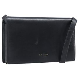 Autre Marque Borsa a tracolla SAINT LAURENT in pelle nera e oro Auth bs37414