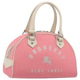BURBERRY Handtasche Nylon Rosa Silber Auth bs37234