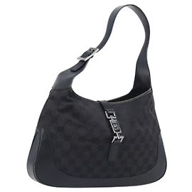 Borsa a tracolla GUCCI GG Canvas Jackie Nero Argento 001 3306 Auth ep15894