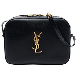 Autre Marque Borsa Camera Classic Monogram Medium in Grain de Poudre Nera Saint Laurent