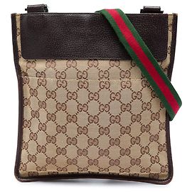 Borsa a tracolla Gucci GG Canvas Web beige