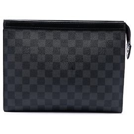 Borsa a pochette Louis Vuitton Damier Graphite Pochette Voyage MM nera