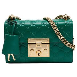 Borsa a tracolla Gucci Small Guccissima con lucchetto, Verde