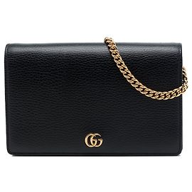 Borsa a tracolla Gucci GG Marmont in pelle di vitello nera con portafoglio e catena