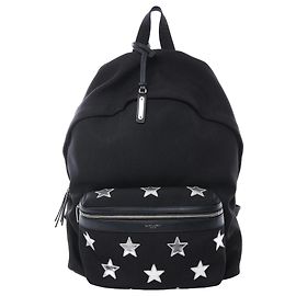 Autre Marque Mochila Saint Laurent Paris City de lona y cuero Negro × Plata 534968