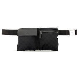 Borsetta cintura Gucci GG Canvas con doppia tasca nera