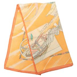 Foulard di seta Hermès Face Au Large Arancione 90