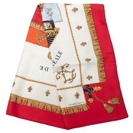 Pañuelo de seda rojo Hermès Vue Du Carrosse De La Galere La Reale 90 Scarves