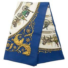 Pañuelo de seda Hermès La Promenade De Longchamps Azul 90