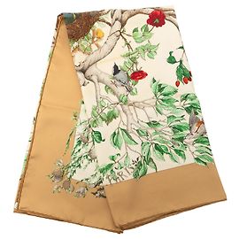 Pañuelo de seda Hermès Au Coeur Des Bois Blanco 90 Scarves